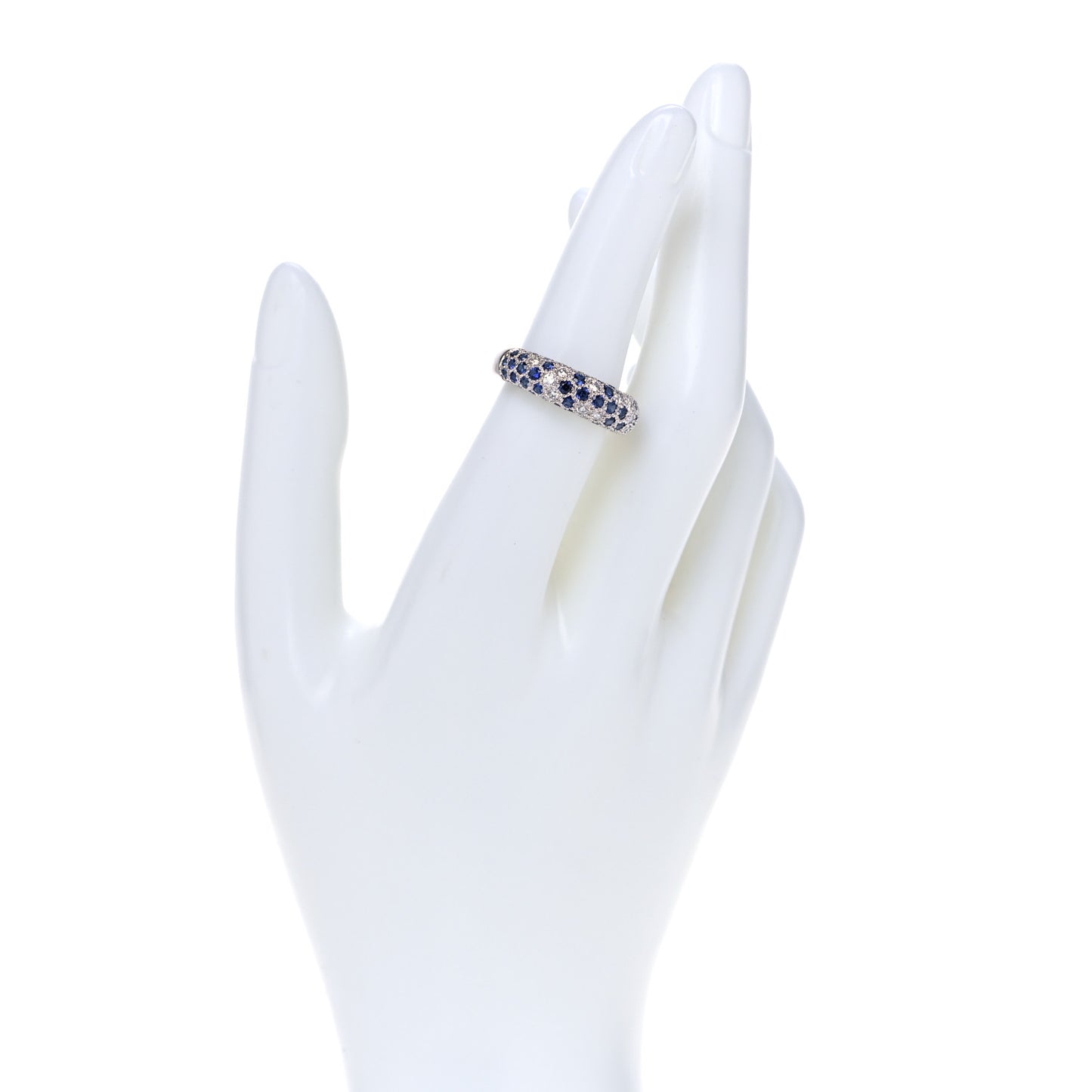 18K White Gold Diamond Sapphire 6mm Mimi Ring 53 6.5