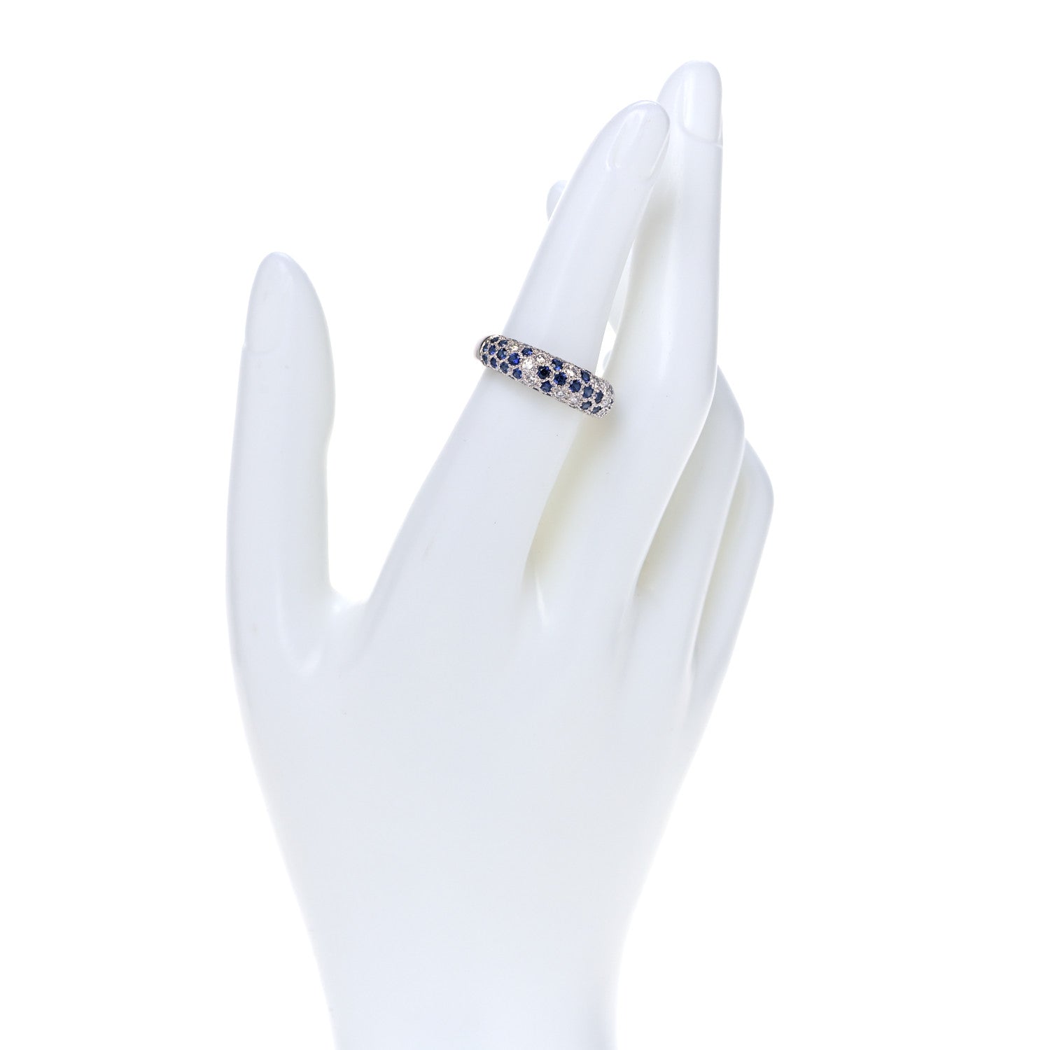 Cartier 18K White Gold Diamond Sapphire 6mm Mimi Ring 53 6.5 2 of 4