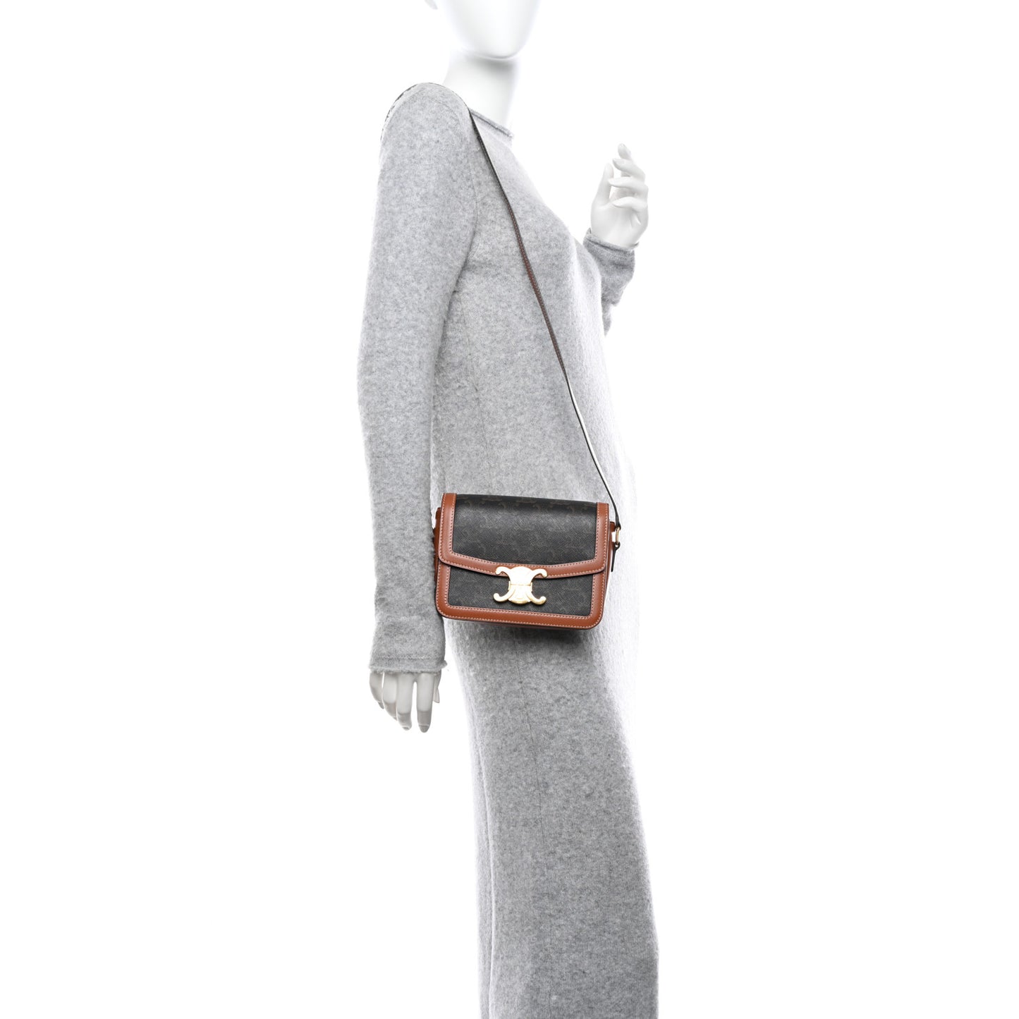 Calfskin Triomphe Canvas Teen Triomphe Bag Tan