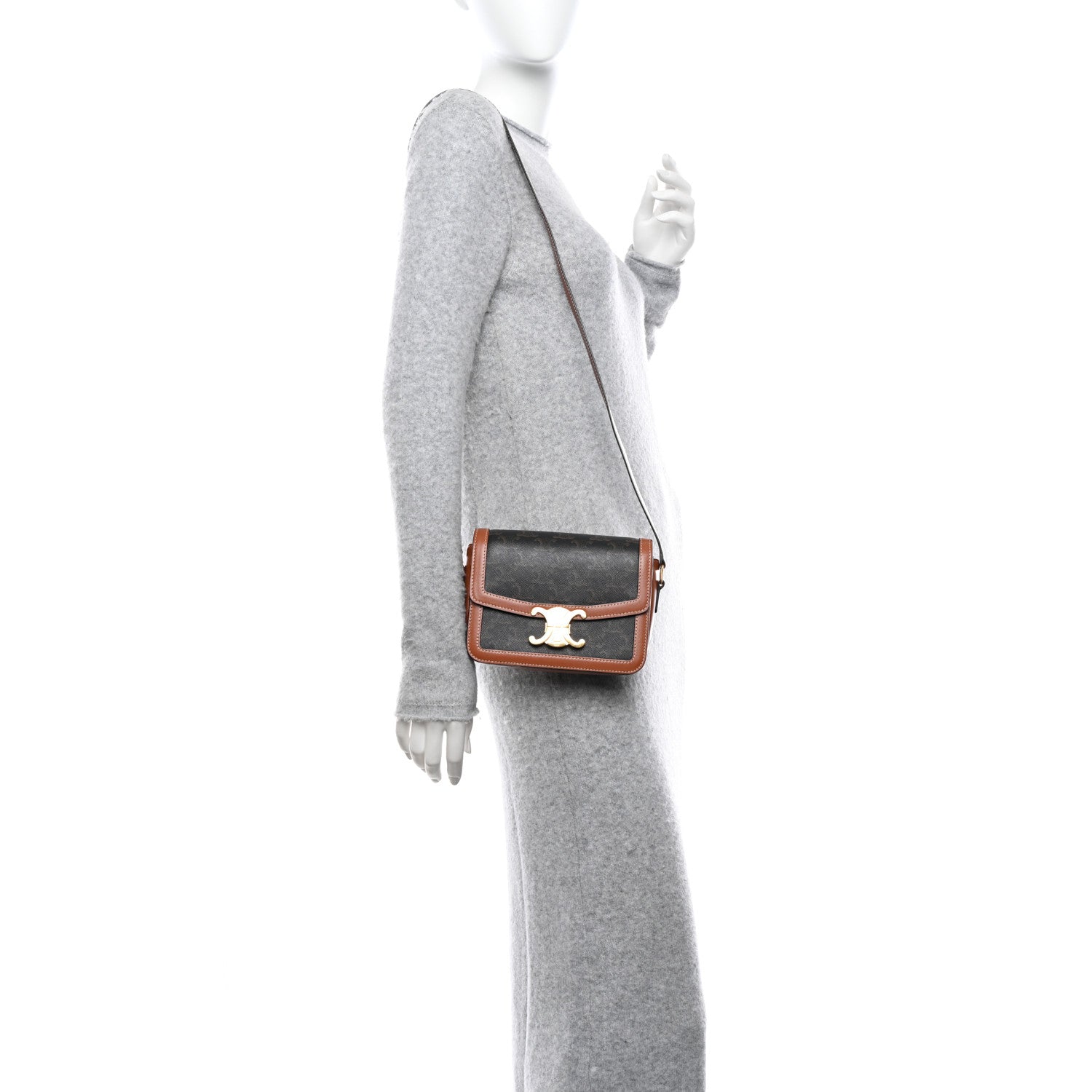 Celine Calfskin Triomphe Canvas Teen Triomphe Bag Tan 2 of 11