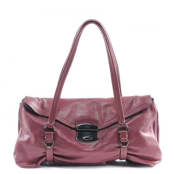 Prada Leather Easy Foldover Pushlock Satchel Purple 1 of 8