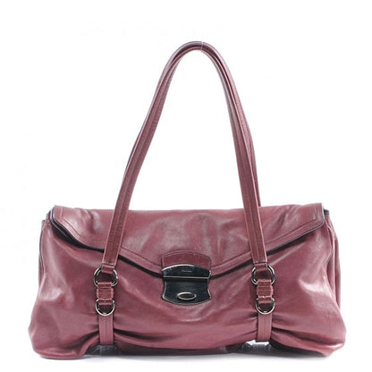 Prada Leather Easy Foldover Pushlock Satchel Purple 1 of 8