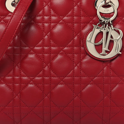 Christian Dior Lambskin Cannage Medium Lady Dior Red 8 of 13