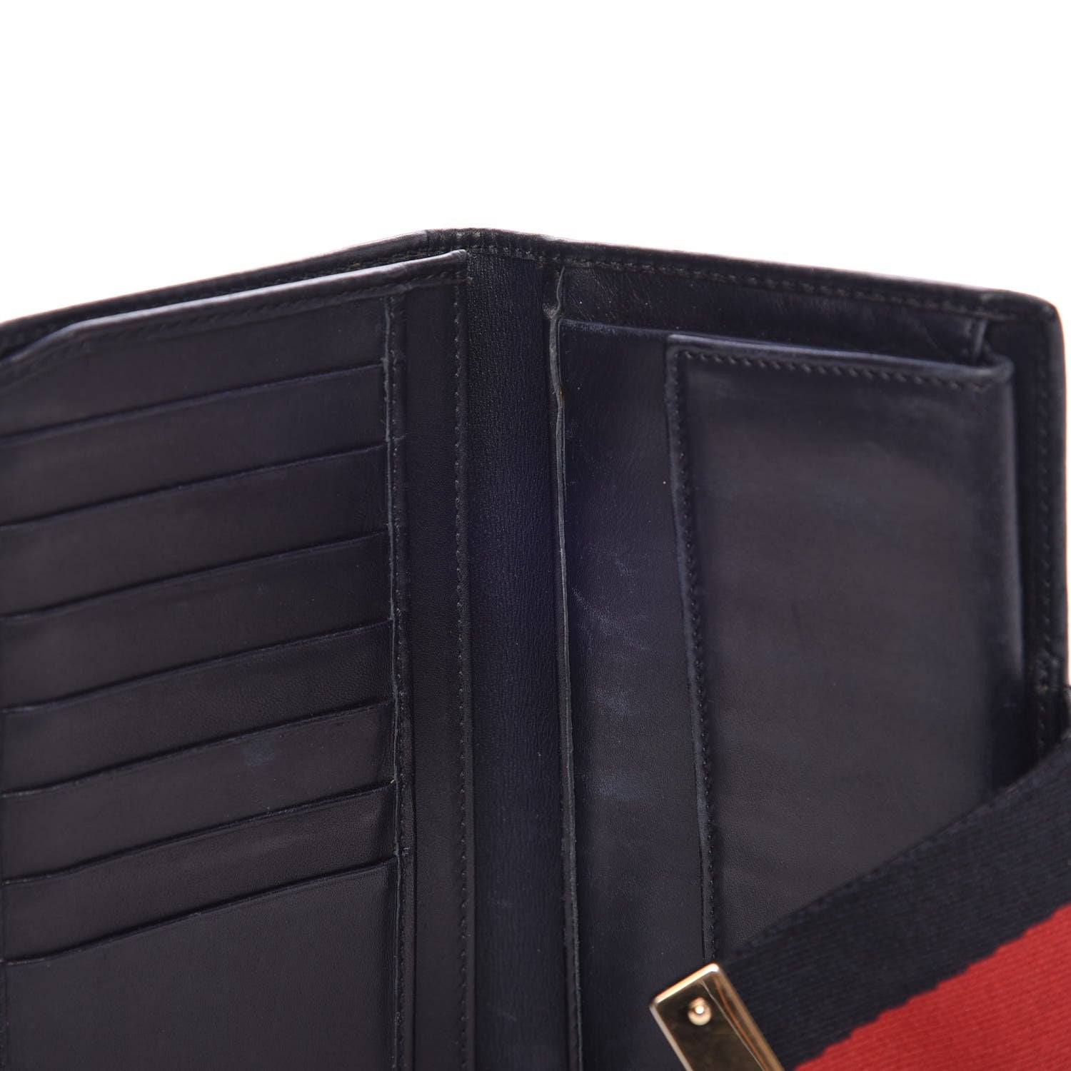 Gucci Monogram Calfskin Ladies Web Long Wallet Beige Blue 6 of 10