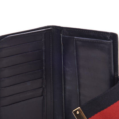 Gucci Monogram Calfskin Ladies Web Long Wallet Beige Blue 6 of 10