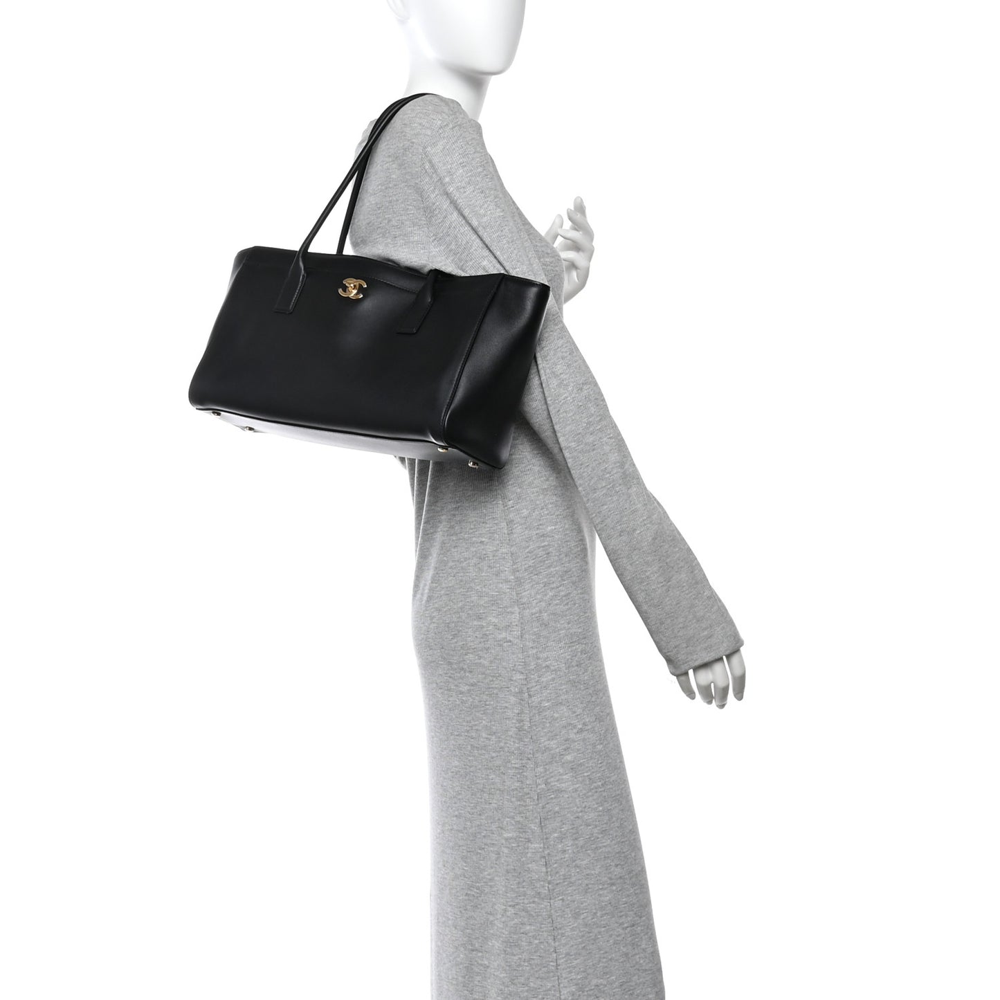 Calfskin Archetype Small Shopping Tote Black