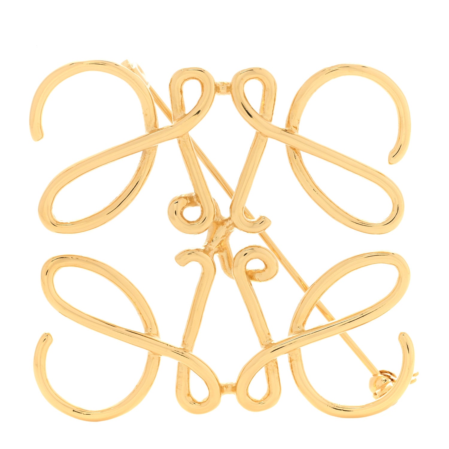 Loewe Brass Anagram Brooch Gold 1 of 4