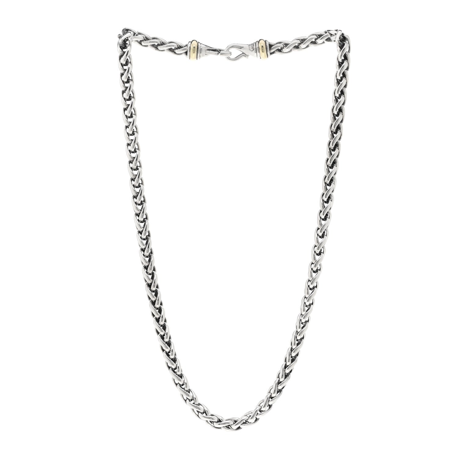 David Yurman Sterling Silver 14K Yellow Gold 6mm Wheat Chain Necklace 3 of 4