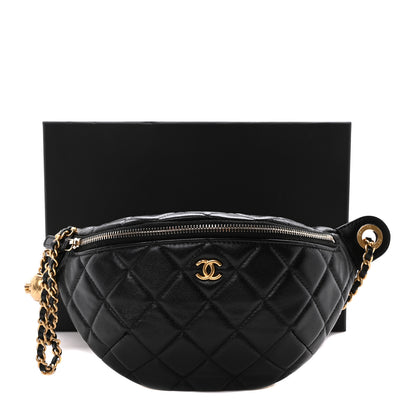 Chanel Lambskin Quilted Pearl Crush Belt Bag Black 11 of 11