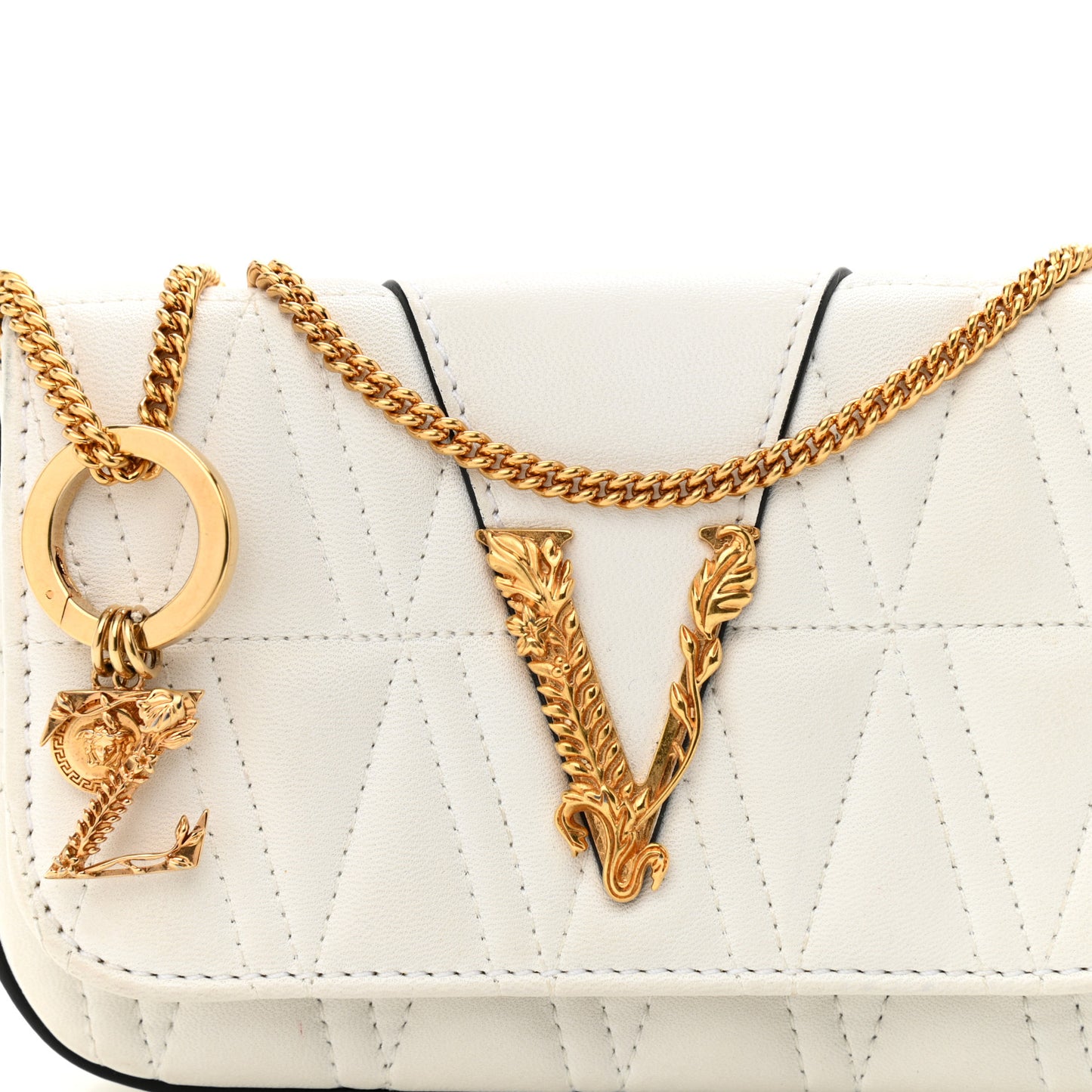 Virtus Mini Wallet Chain Crossbody White