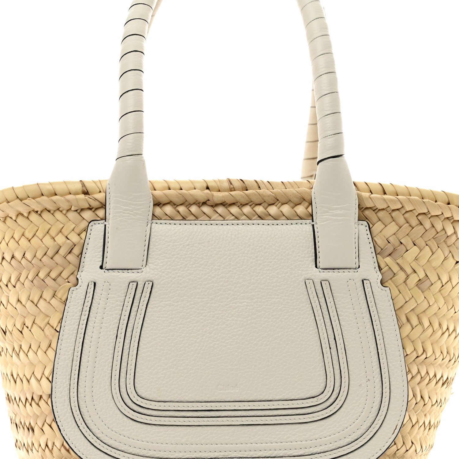Chloe Raffia Grain Calfskin Medium Marcie Basket White 5 of 8