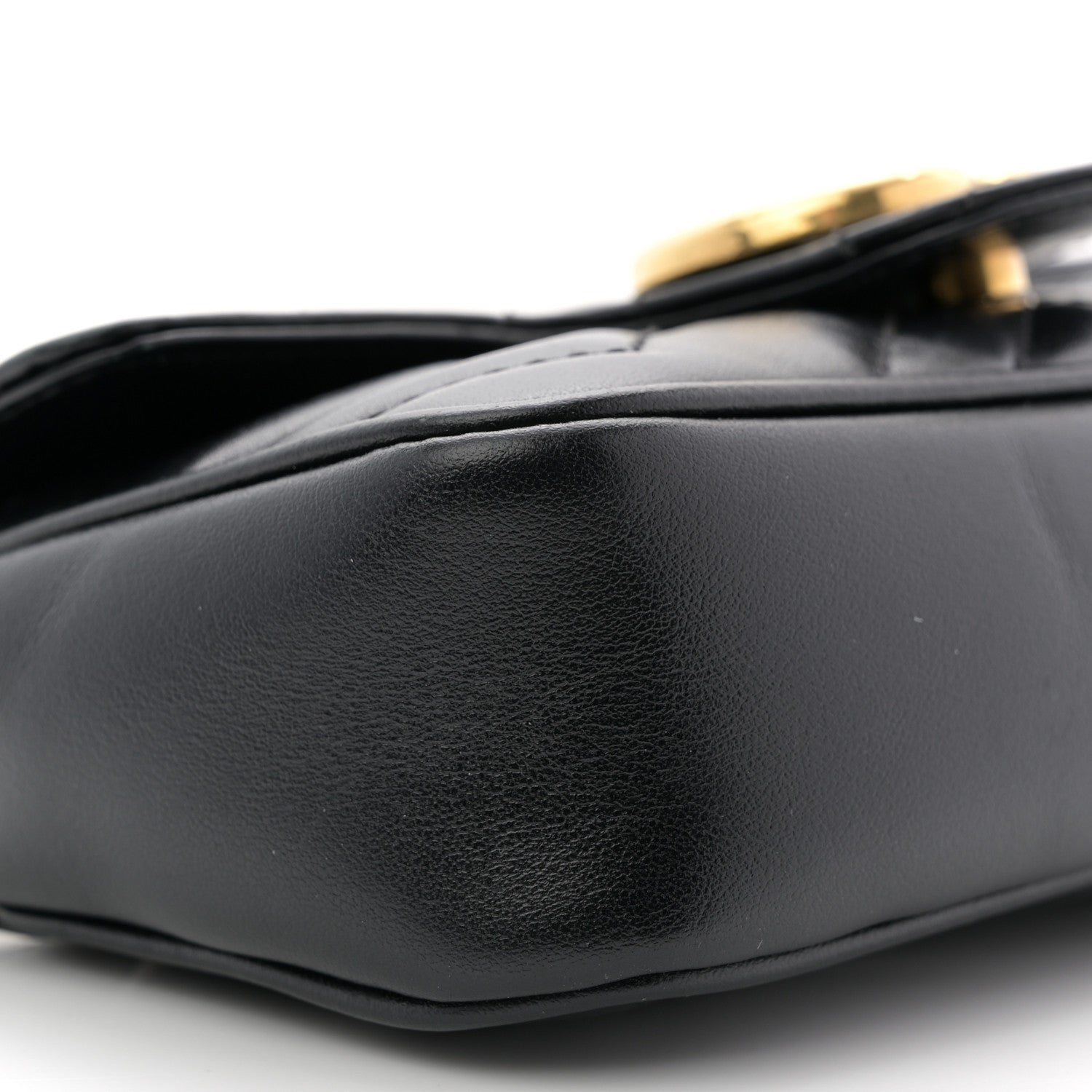 Gucci Calfskin Matelasse Super Mini GG Marmont Shoulder Bag Black 9 of 11