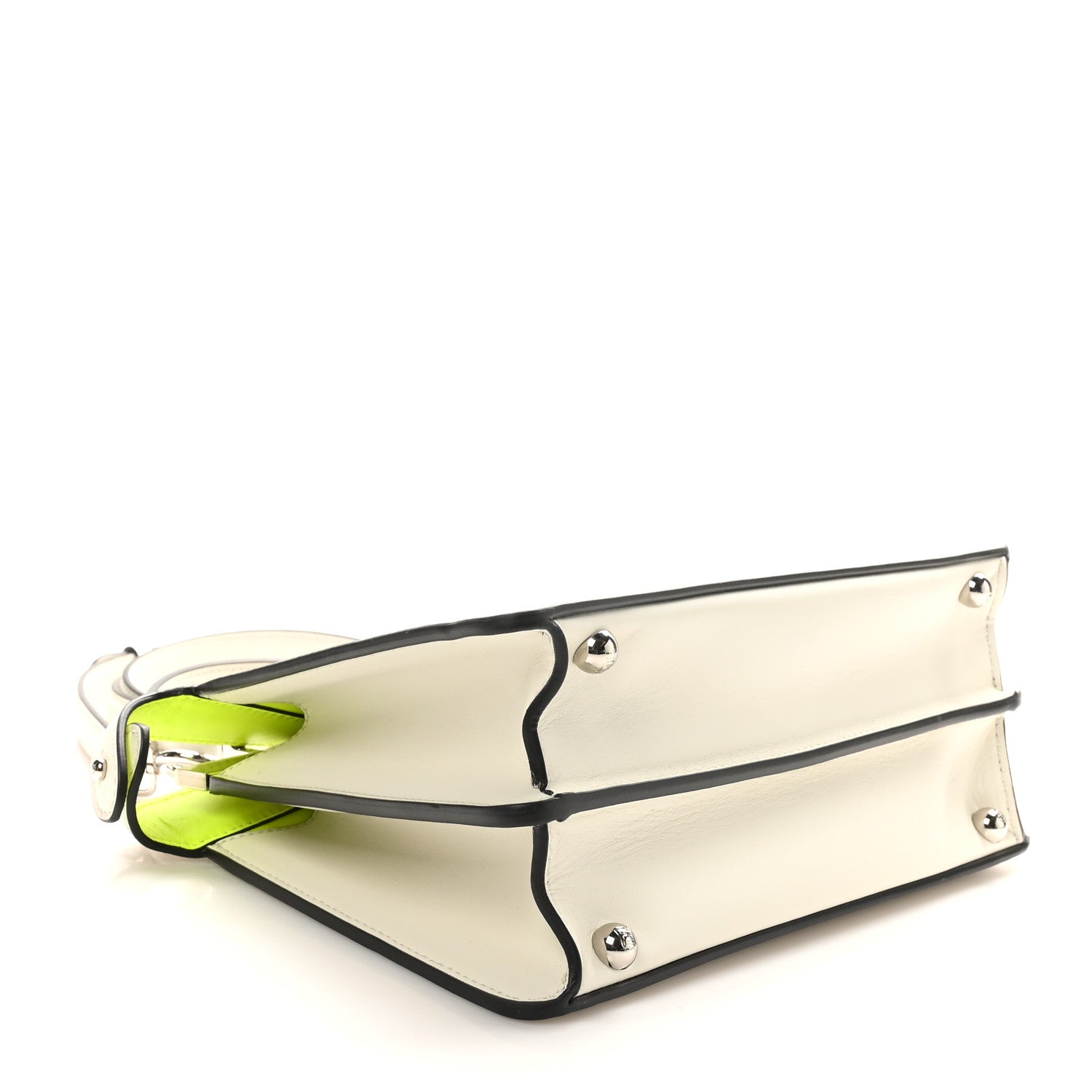 Fendi Vitello Seta Nappa Bi-Color Small Peekaboo I SEE U Satchel White Ice Yellow Fluo 4 of 9
