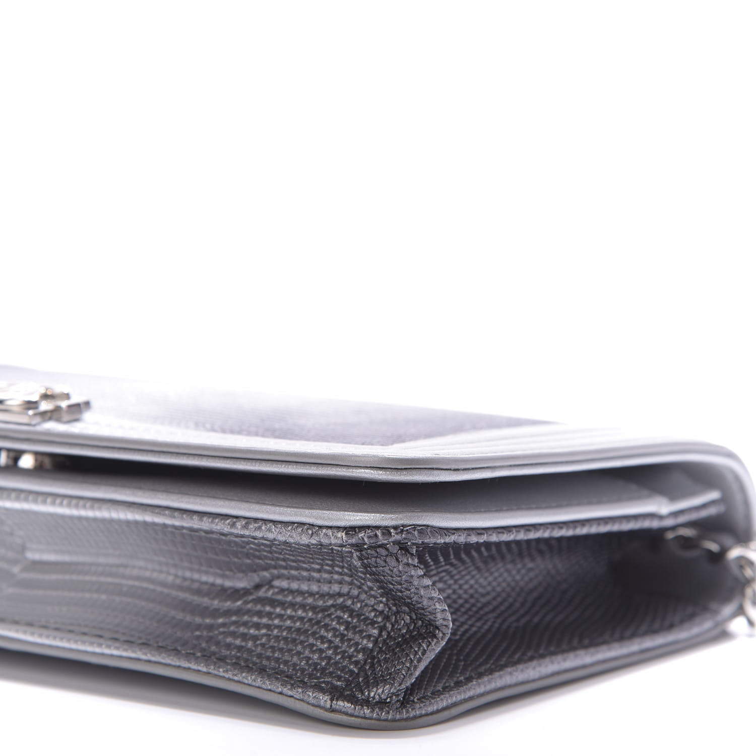 Chanel Lizard Calfskin Boy Wallet on Chain WOC Black Silver 7 of 12