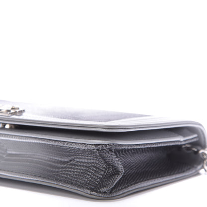 Chanel Lizard Calfskin Boy Wallet on Chain WOC Black Silver 7 of 12