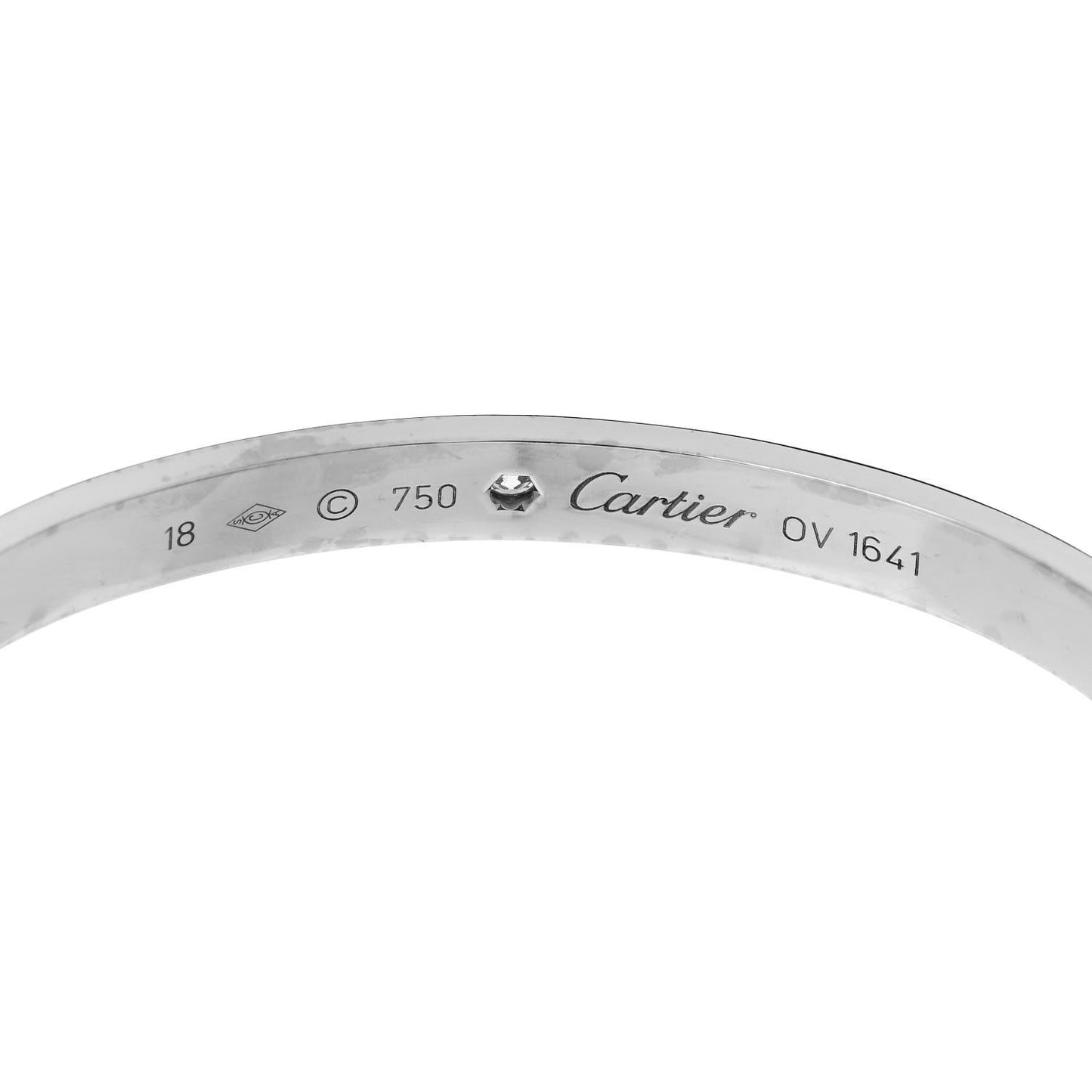 18K White Gold 1 Diamond LOVE Cuff Bracelet 18
