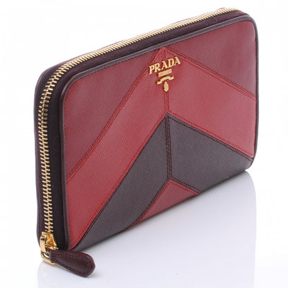 Prada Saffiano Chevron Zip Around Wallet Rubino 5 of 9