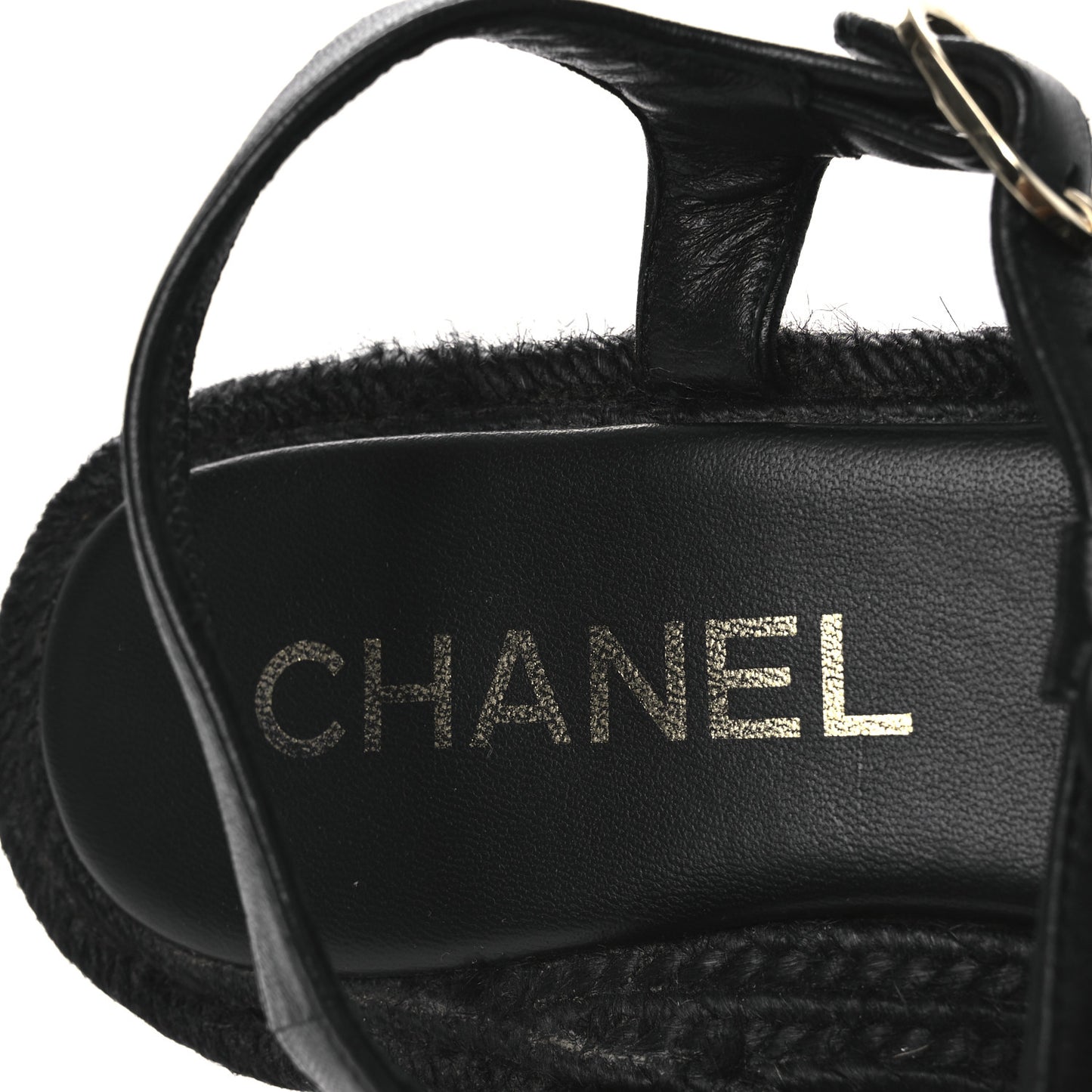 Lambskin Espadrille Sandals 38 Black