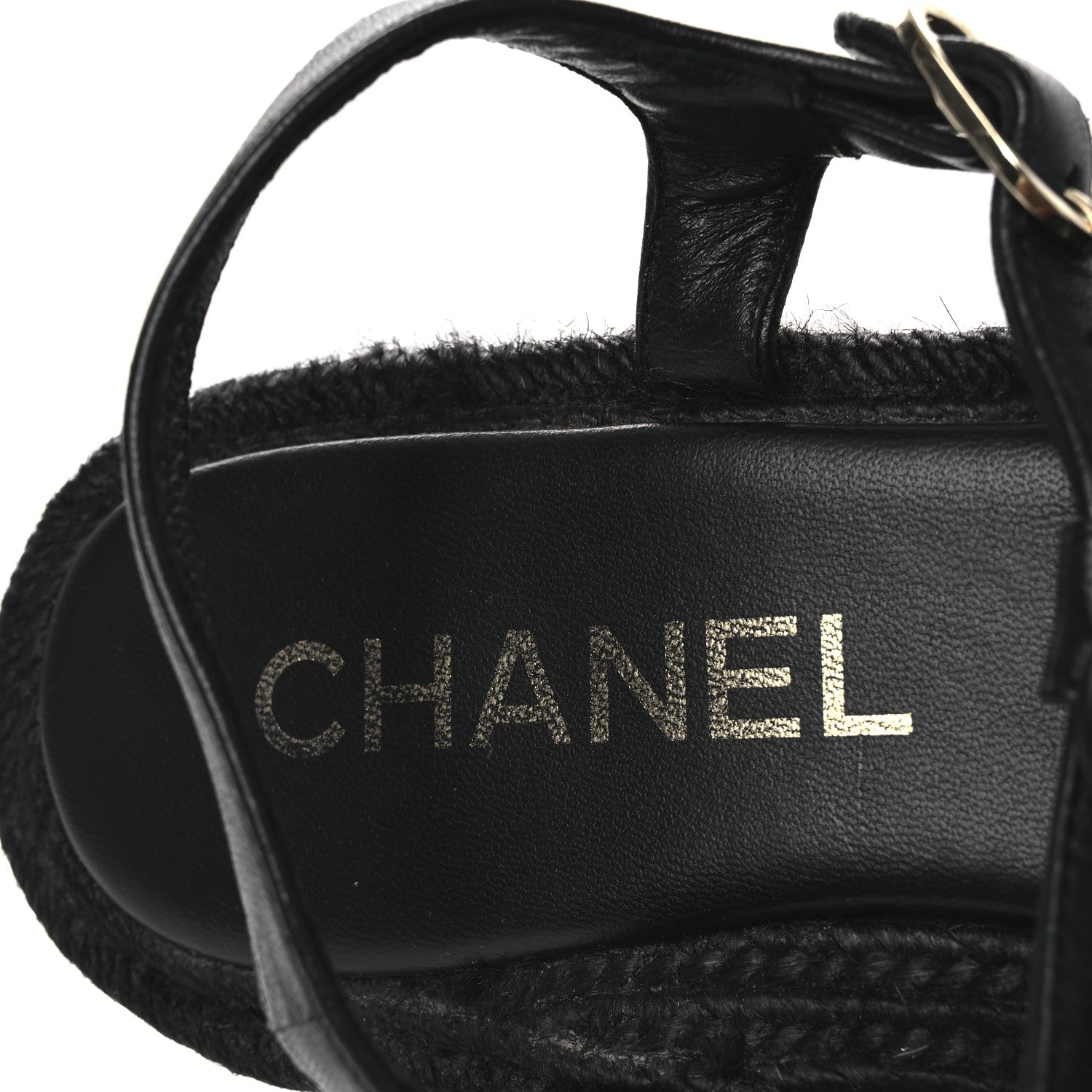 Chanel Lambskin Espadrille Sandals 38 Black 9 of 14