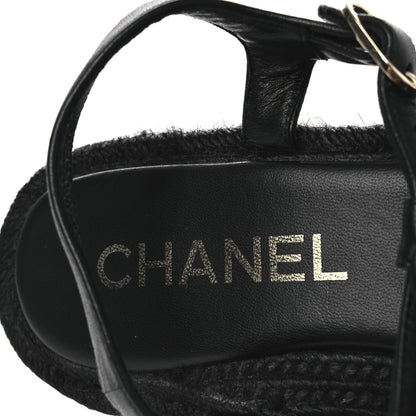 Chanel Lambskin Espadrille Sandals 38 Black 9 of 14