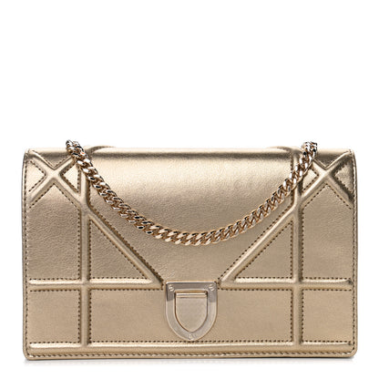 Christian Dior Metallic Calfskin Diorama Wallet on Chain Pouch Light Gold 1 of 5
