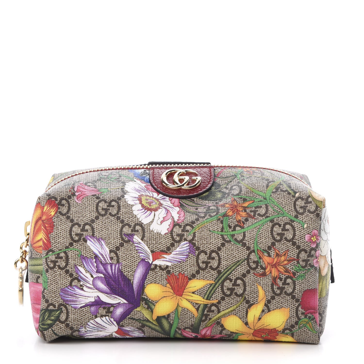 Gucci Soft GG Supreme Monogram Flora Calfskin Medium Ophidia Cosmetic Case Beige Ebony Multicolor Rosso 1 of 7