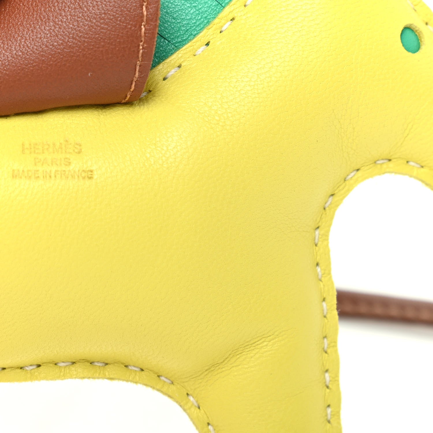 Hermes Milo Lambskin Grigri Rodeo Horse Bag Charm MM Lime Menthe Fauve 3 of 4