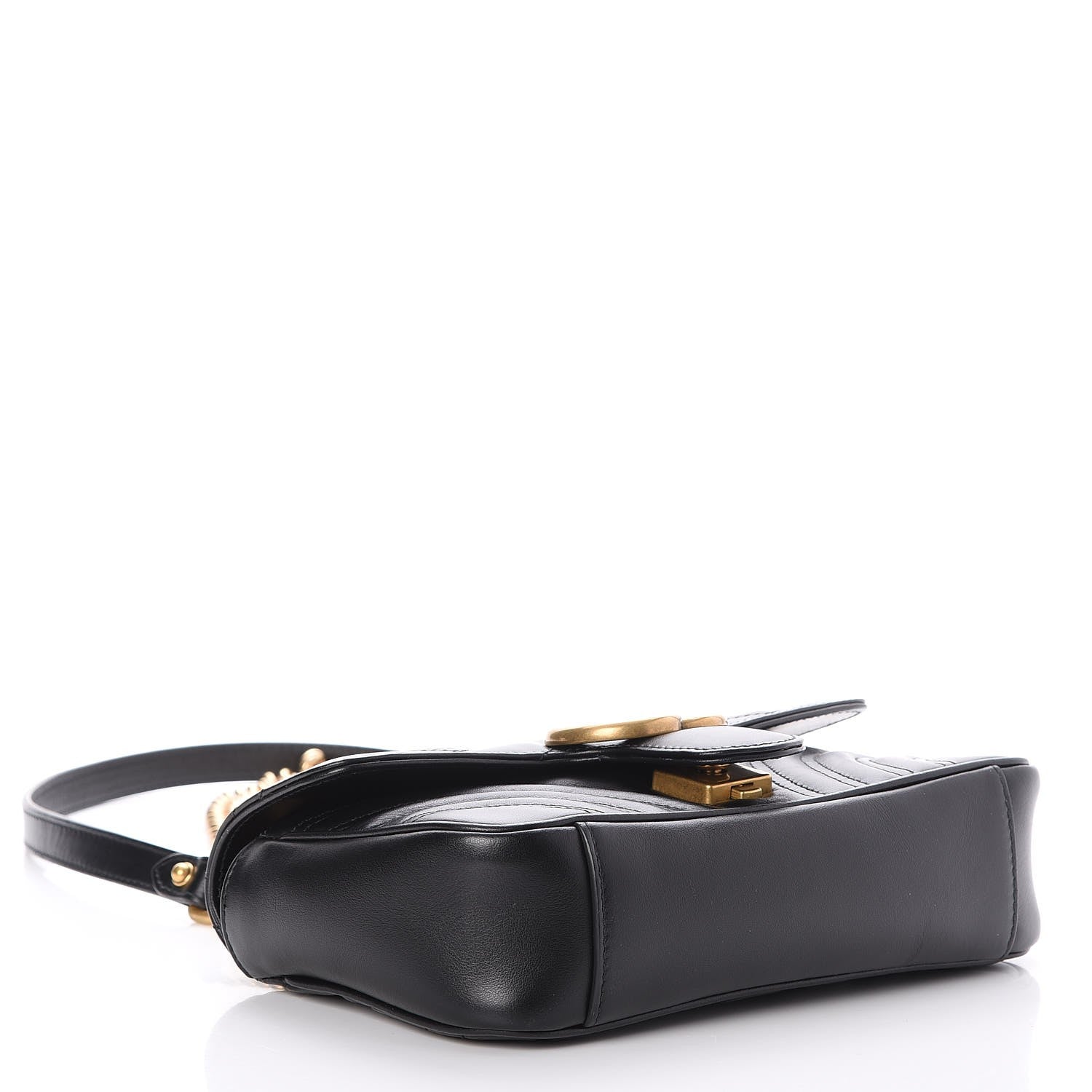 Gucci Calfskin Matelasse Mini GG Marmont Shoulder Bag Black 4 of 6