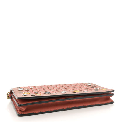 Bottega Veneta Nappa Intrecciato Studded Embellished Chain Wallet Tan Corallo 4 of 14
