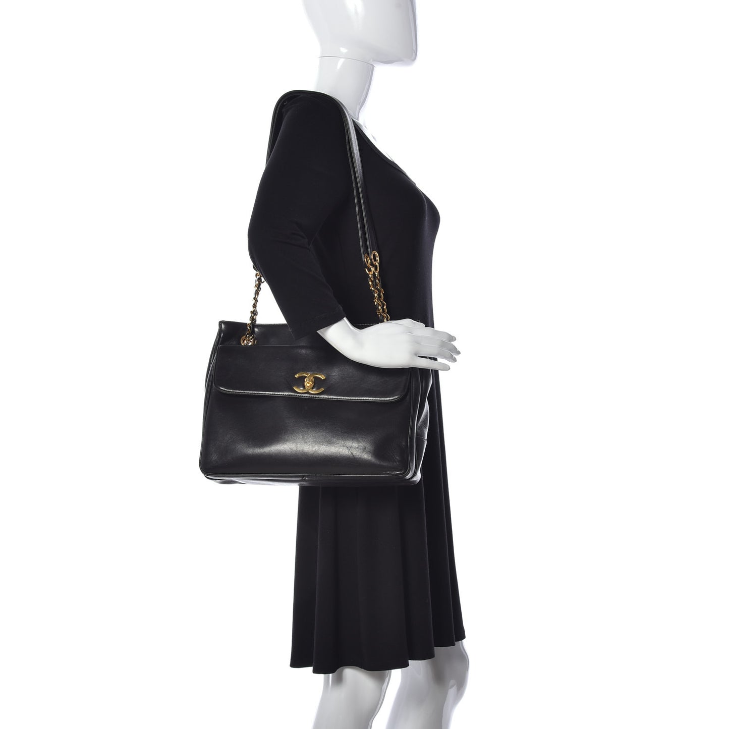 Lambskin Flap Shoulder Bag Black