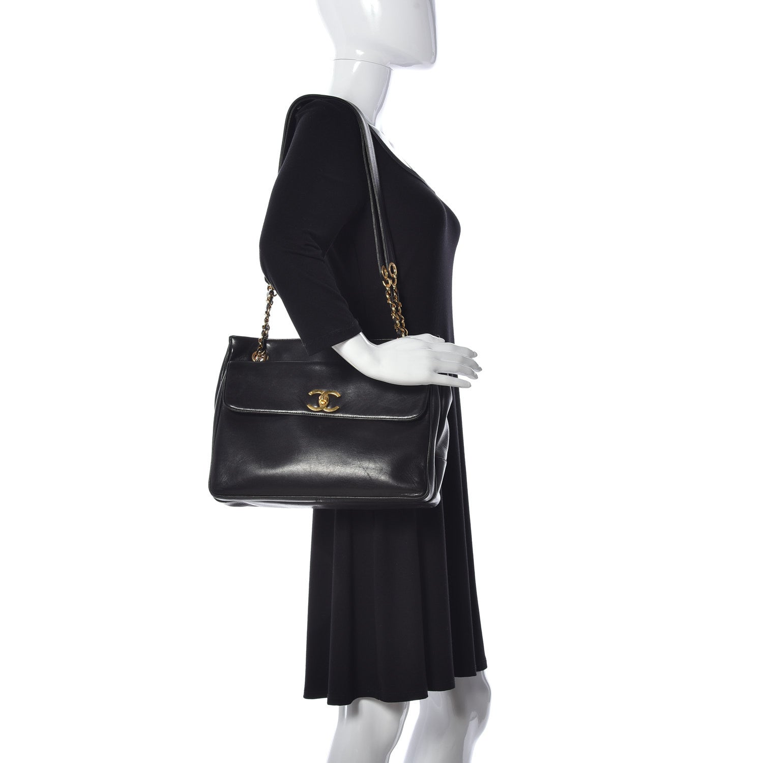 Chanel Lambskin Flap Shoulder Bag Black 2 of 10