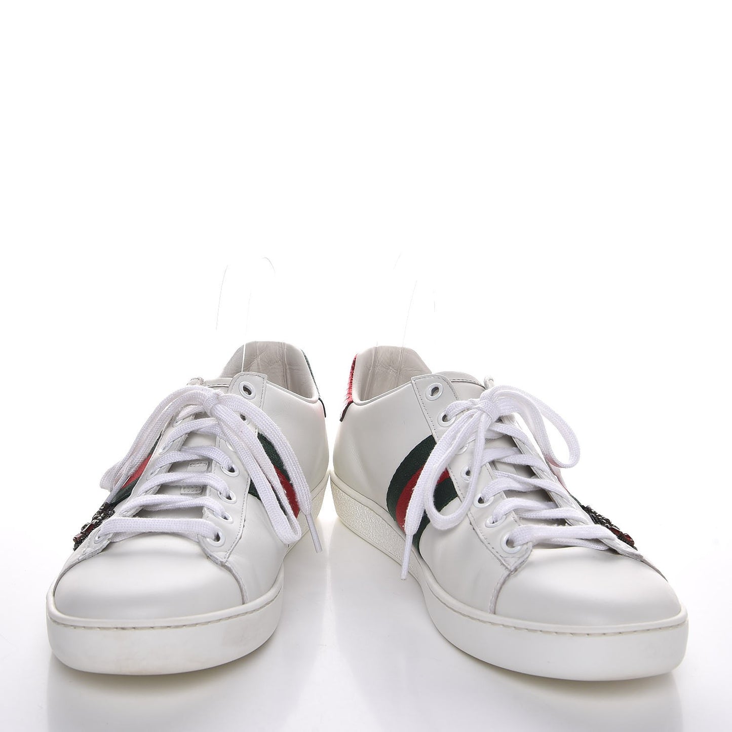 Calfskin Web Studded Arrow Ace Sneakers 39 White