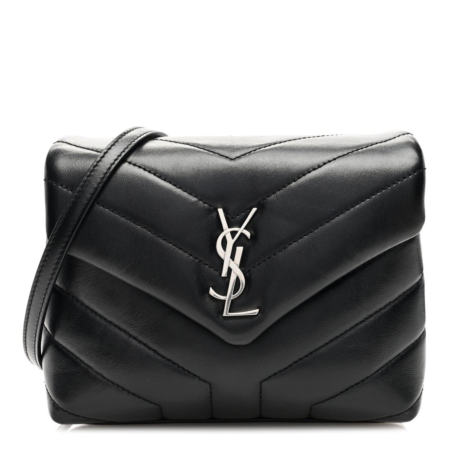 Calfskin Y Quilted Monogram Toy Loulou Crossbody Bag Black