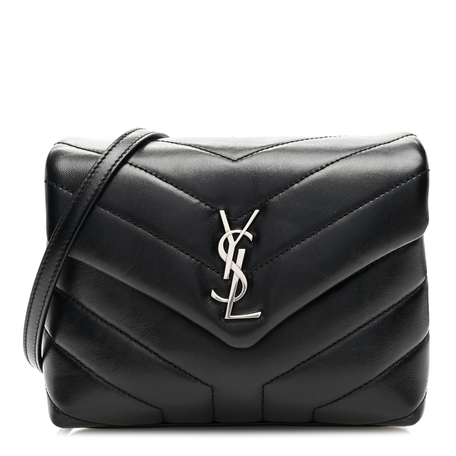 Saint Laurent Calfskin Y Quilted Monogram Toy Loulou Crossbody Bag Black 1 of 10