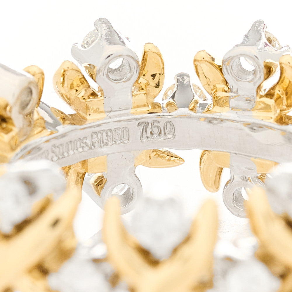 Platinum 18K Yellow Gold Diamond Schlumberger Lynn Ring 49 5