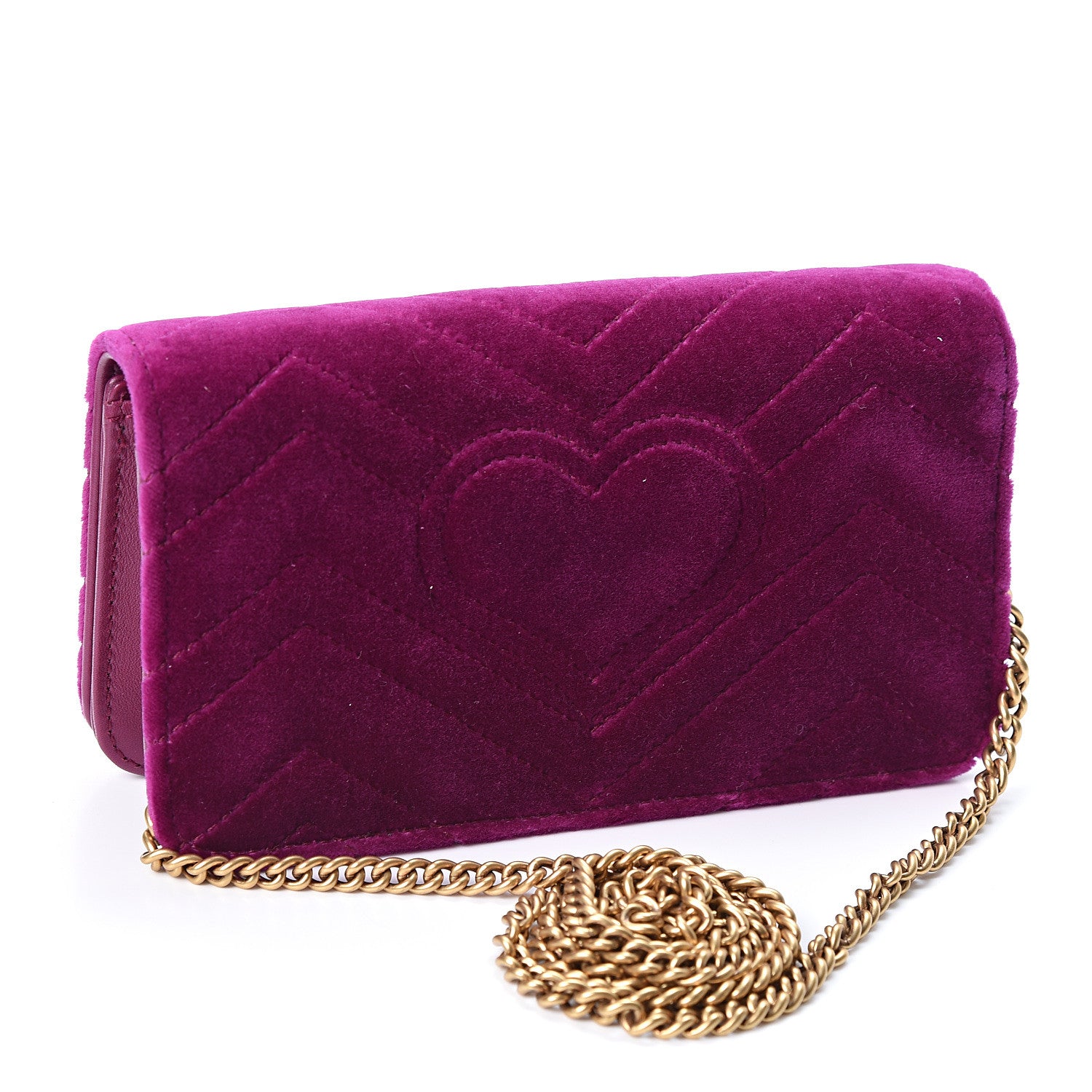 Gucci Velvet Matelasse GG Marmont Mini Bag Fuchsia Violet Cyclamen 2 of 9
