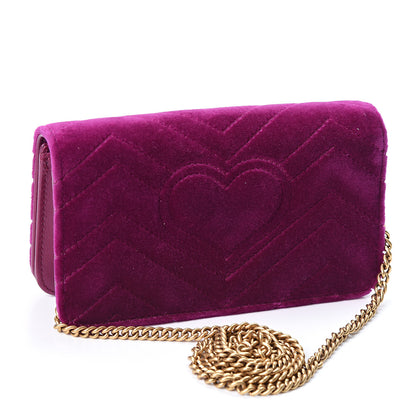 Gucci Velvet Matelasse GG Marmont Mini Bag Fuchsia Violet Cyclamen 2 of 9