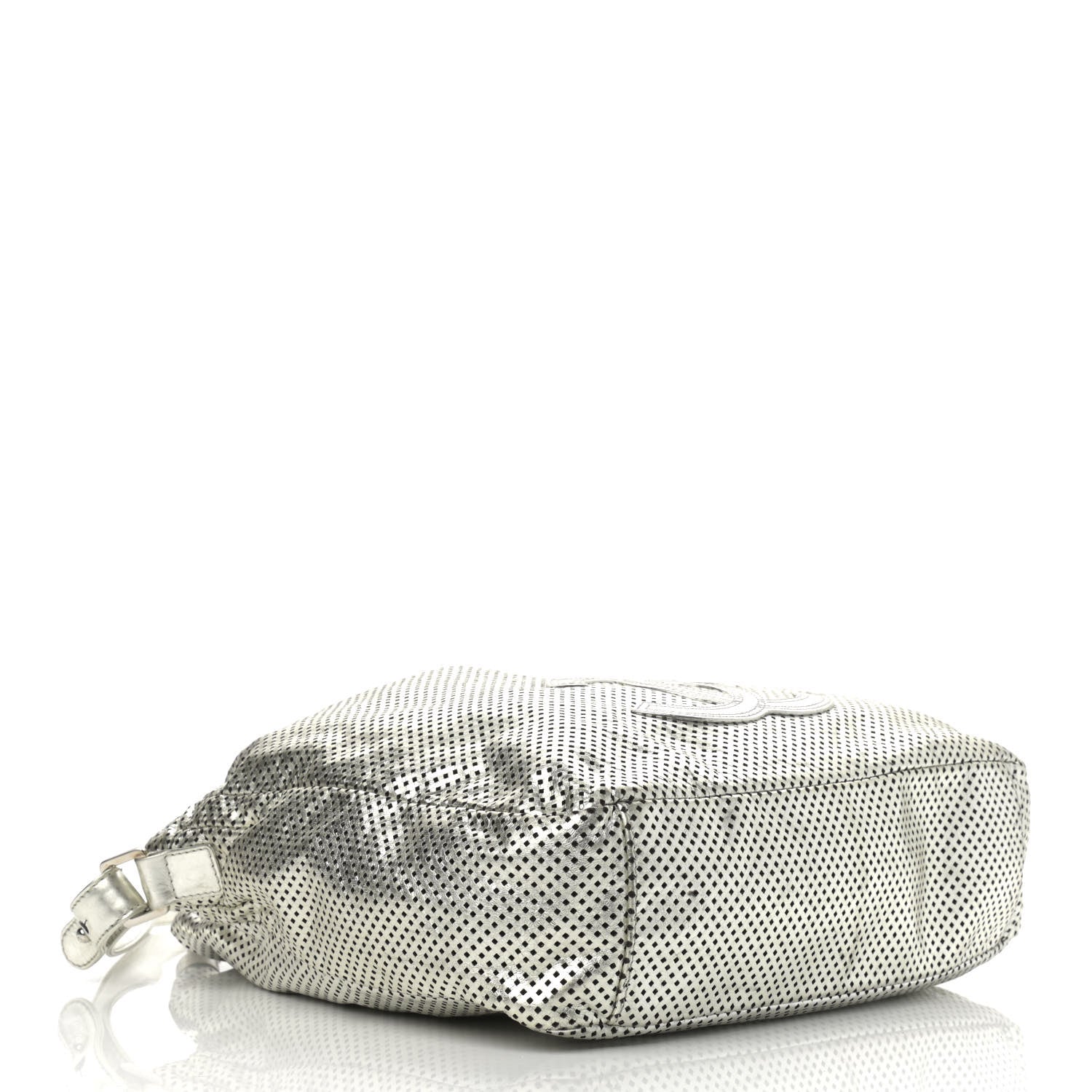 Chanel Metallic Glazed Calfskin Perforated Medium Rodeo Drive Tote Silver 4 of 11