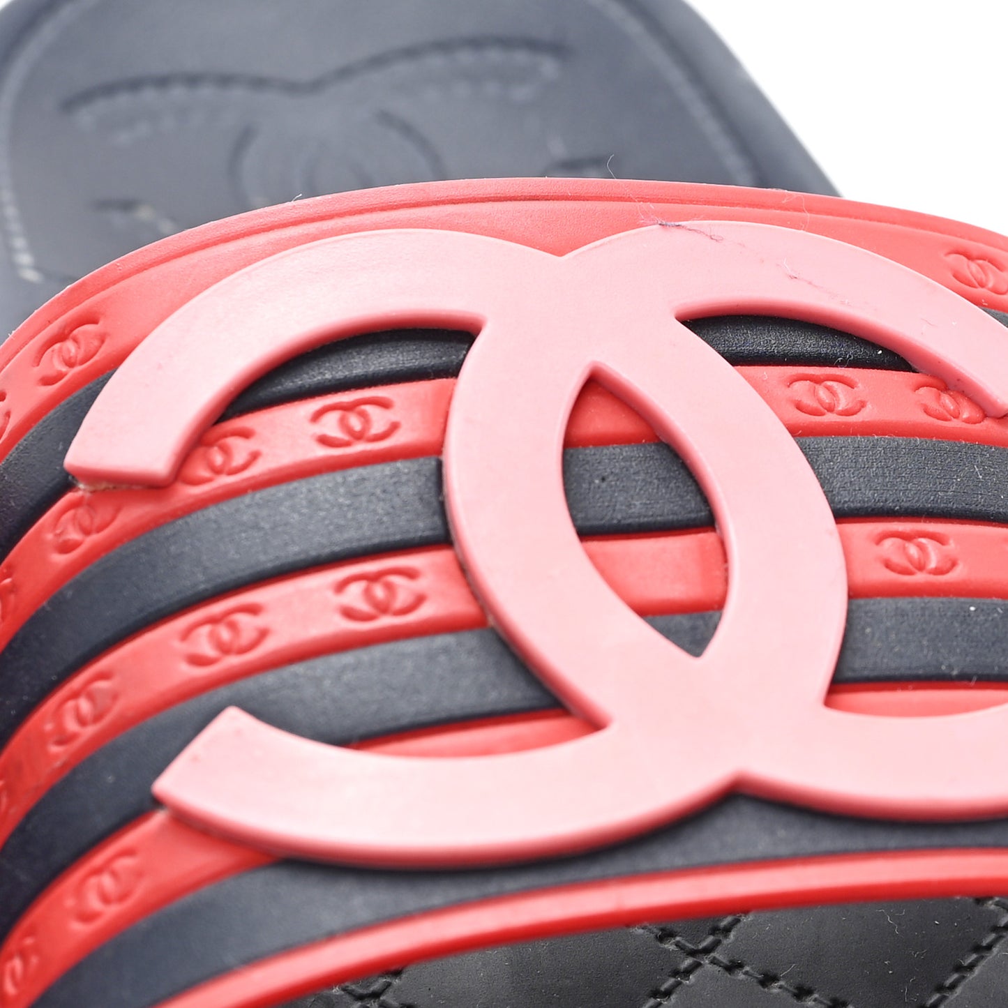 Rubber CC Flat Slide Sandals 36 Pink Red