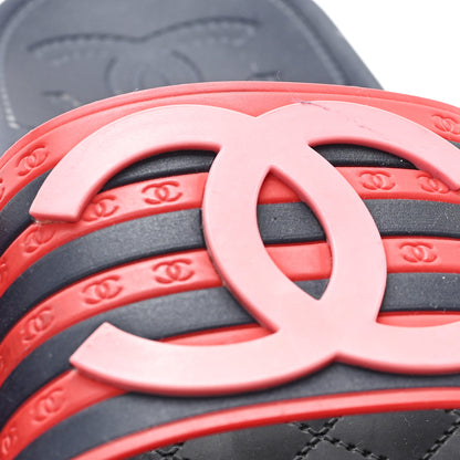 Chanel Rubber CC Flat Slide Sandals 36 Pink Red 9 of 9