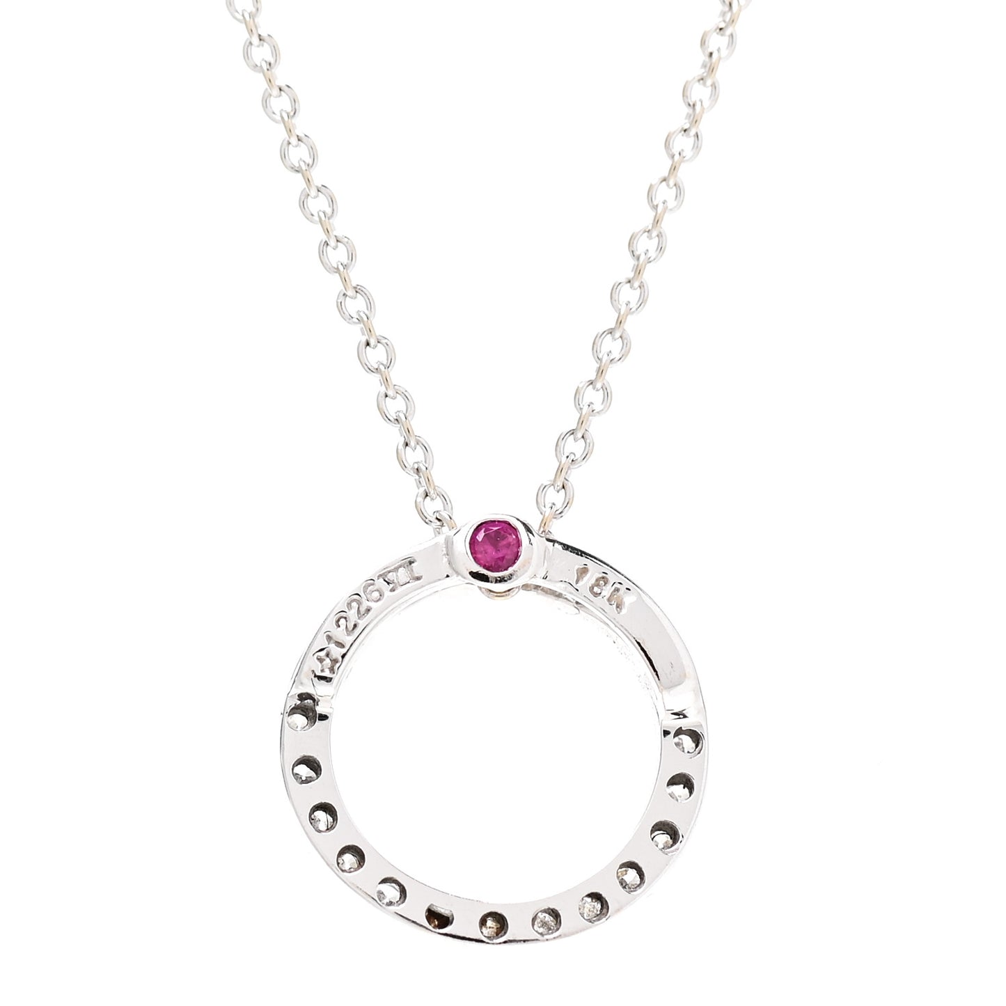 18K White Gold Diamond Small Tiny Treasures Circle Pendant Necklace