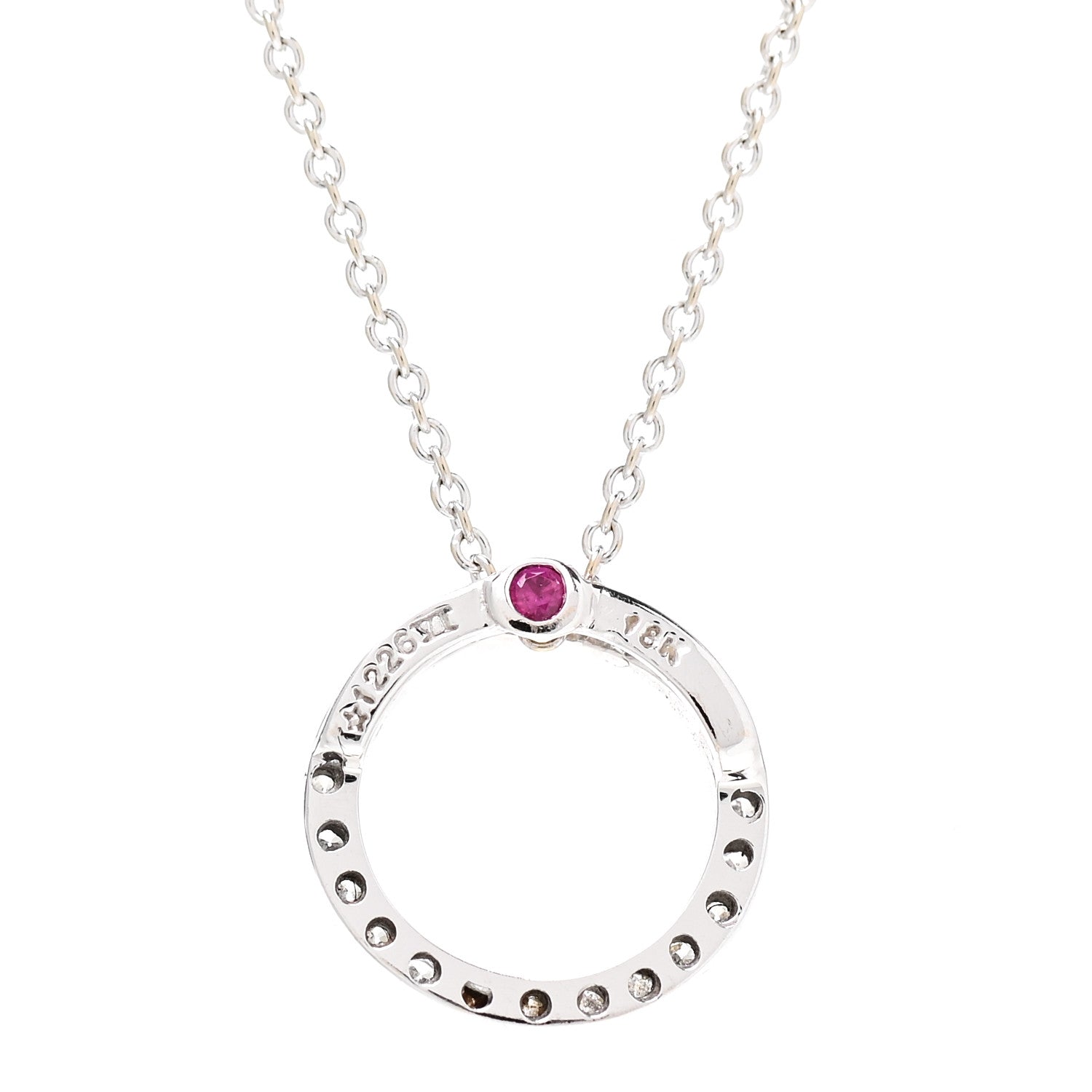Roberto Coin 18K White Gold Diamond Small Tiny Treasures Circle Pendant Necklace 4 of 6