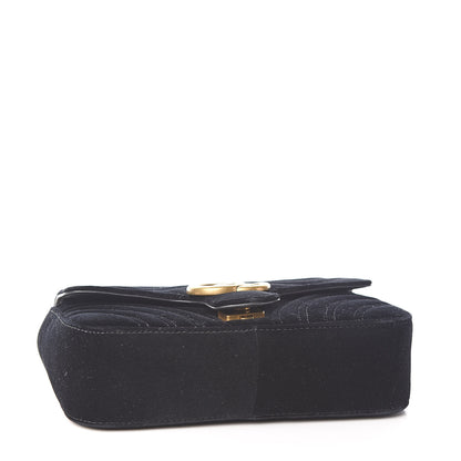 Gucci Velvet Matelasse Mini GG Marmont Shoulder Bag Black 4 of 11