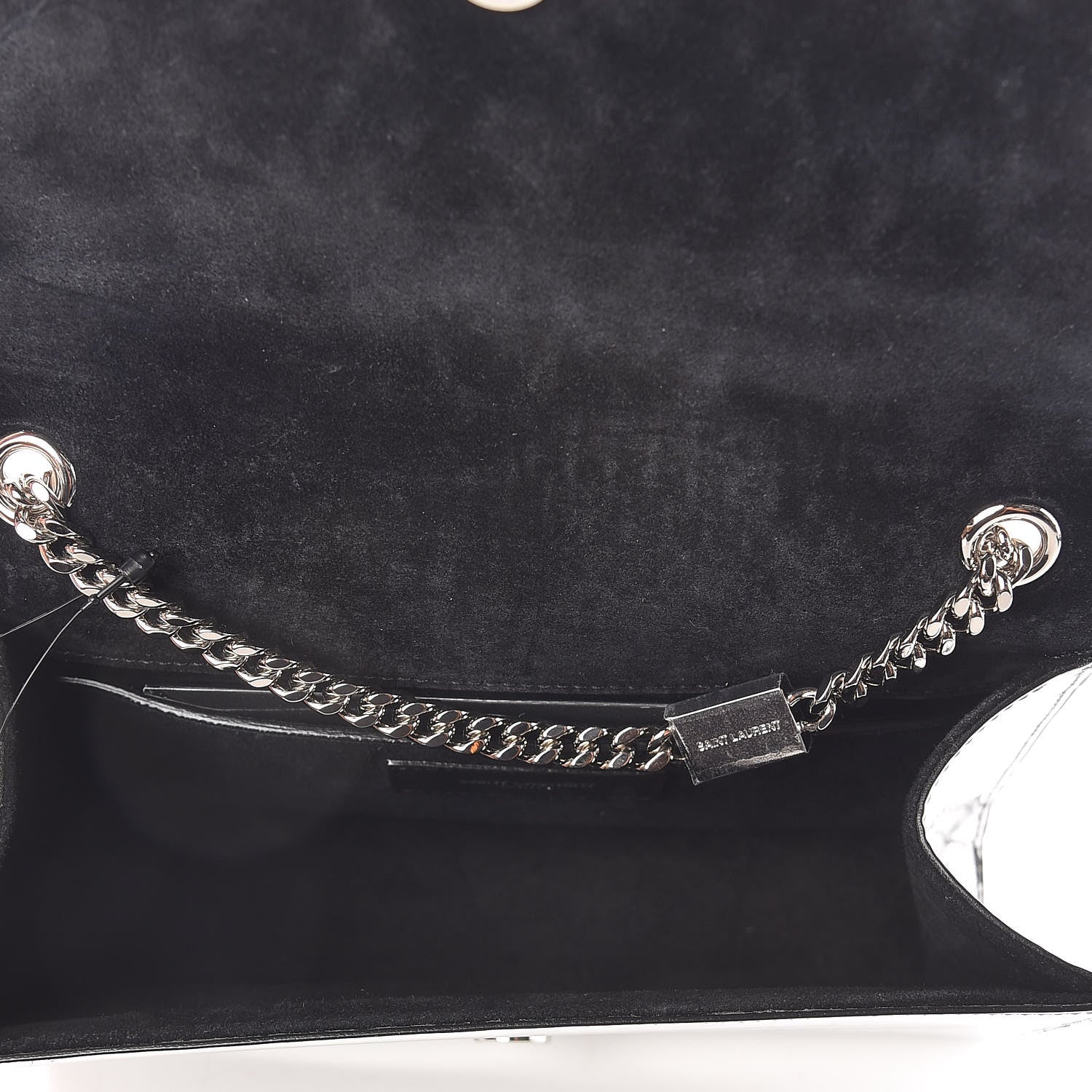 Saint Laurent Vinyl Mirror Small Classic Monogram Kate Satchel Argento 5 of 8