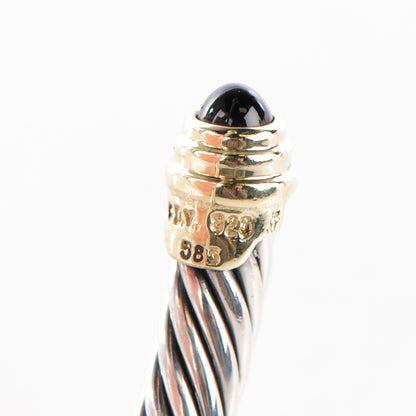 David Yurman Sterling Silver 14K Yellow Gold Black Onyx 5mm Cable Classics Bracelet 4 of 5