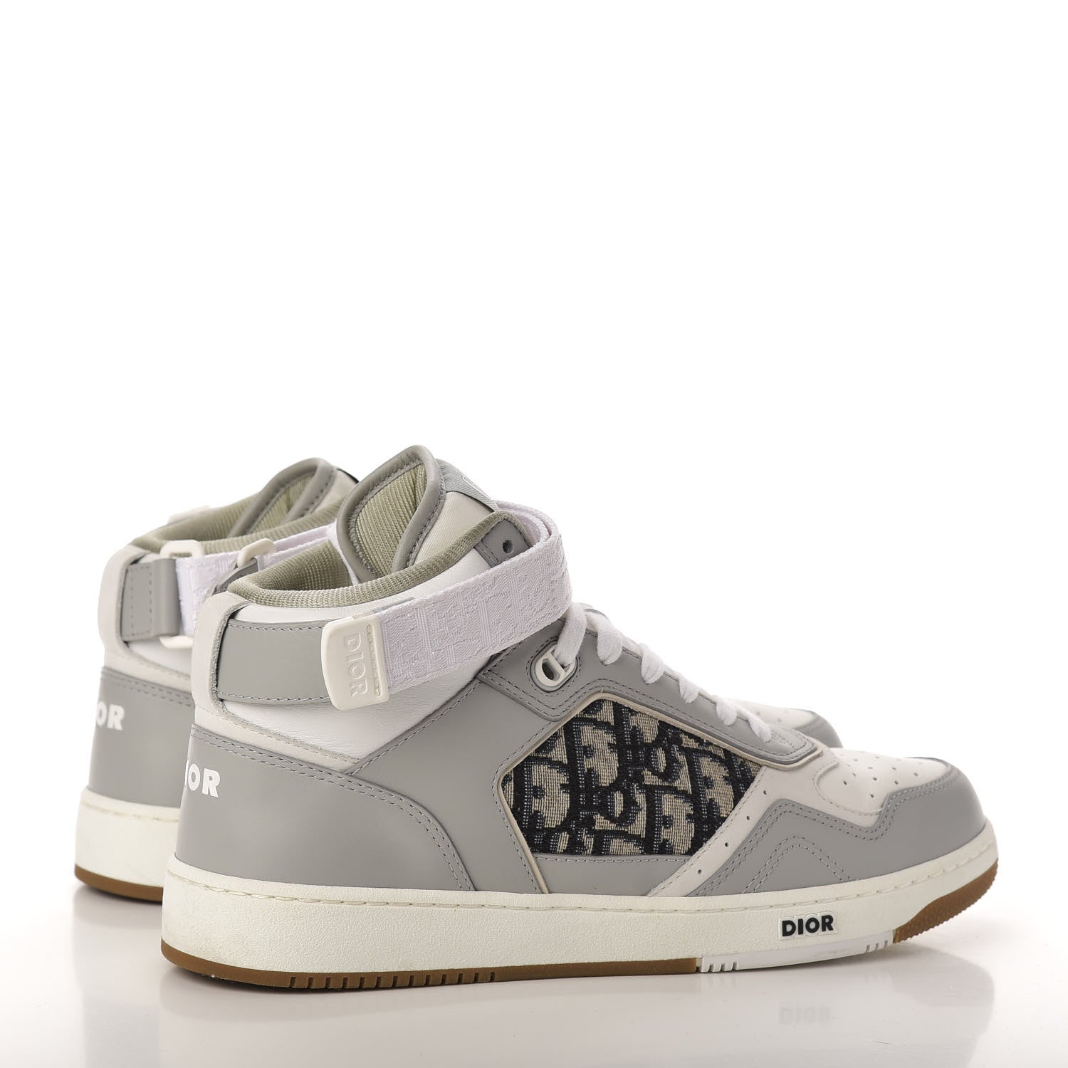 Christian Dior Smooth Calfskin Jacquard Oblique Mens B27 Mid Top Sneakers 42 Beige Blue 5 of 10