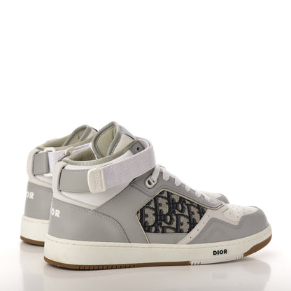 Christian Dior Smooth Calfskin Jacquard Oblique Mens B27 Mid Top Sneakers 42 Beige Blue 5 of 10