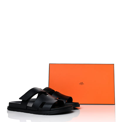 Hermes Calfskin Mens Chypre Sandals 43 Black 9 of 9