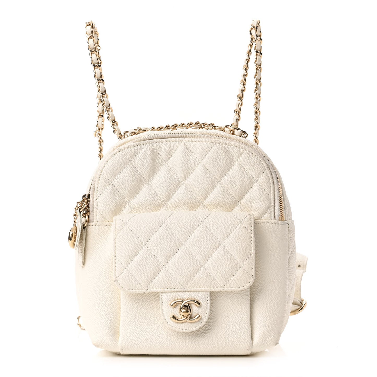 Caviar Quilted Small CC Day Backpack White
