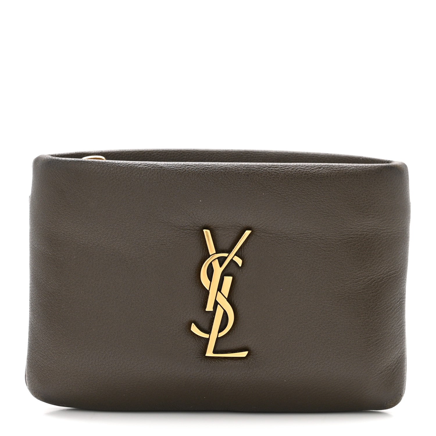 Saint Laurent Padded Lambskin Monogram Zip Card Holder Light Musk 1 of 7